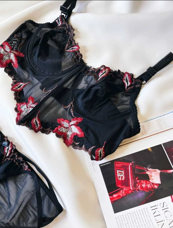 Yüksek Kalite Dantel İşlemeli Özel Motifli Bralet Takım - Resim 2