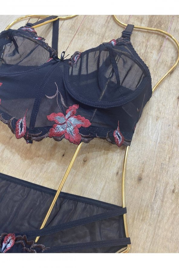 Yüksek Kalite Dantel İşlemeli Özel Motifli Bralet Takım - Resim 5