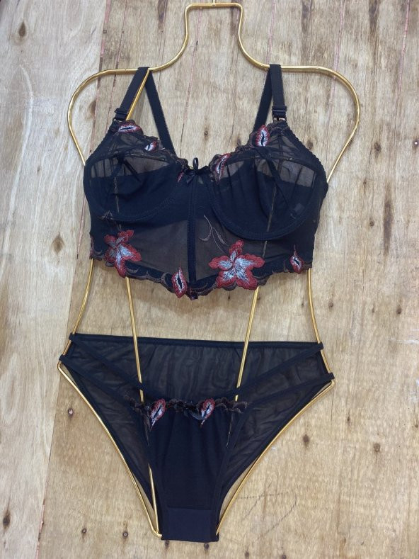 Yüksek Kalite Dantel İşlemeli Özel Motifli Bralet Takım - Resim 6