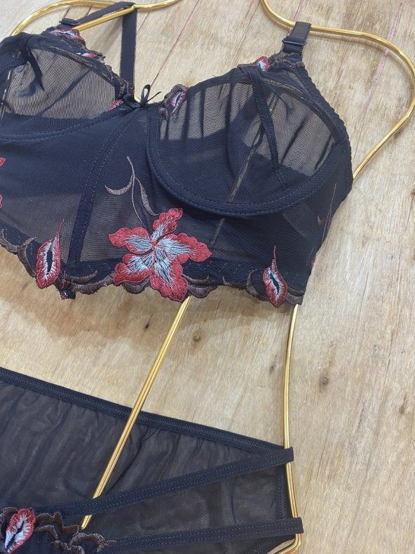 Yüksek Kalite Dantel İşlemeli Özel Motifli Bralet Takım - Resim 7