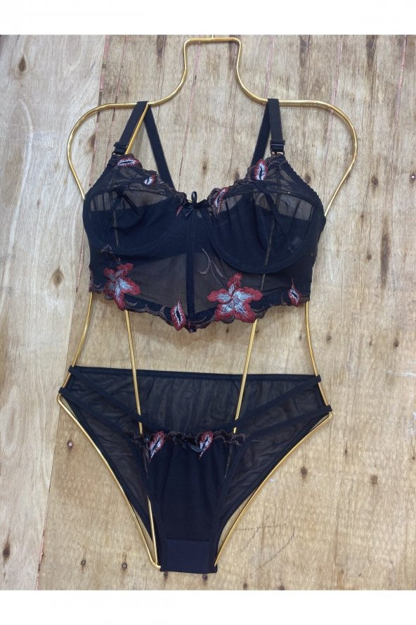 Yüksek Kalite Dantel İşlemeli Özel Motifli Bralet Takım - Resim 4