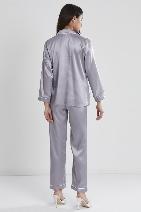 Saten Biyeli Pijama Takımı - 4