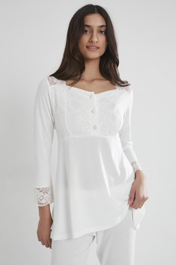 Penye Dantelli Pijama Takımı - 2