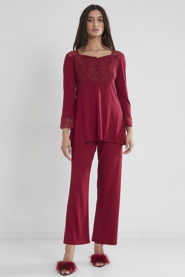 Penye Dantelli Pijama Takımı