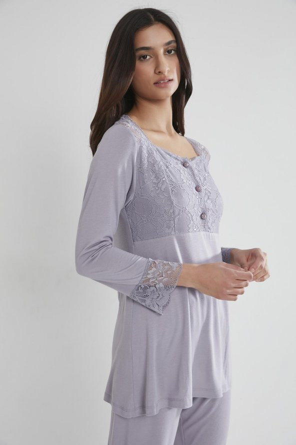 Penye Dantelli Pijama Takımı - 2