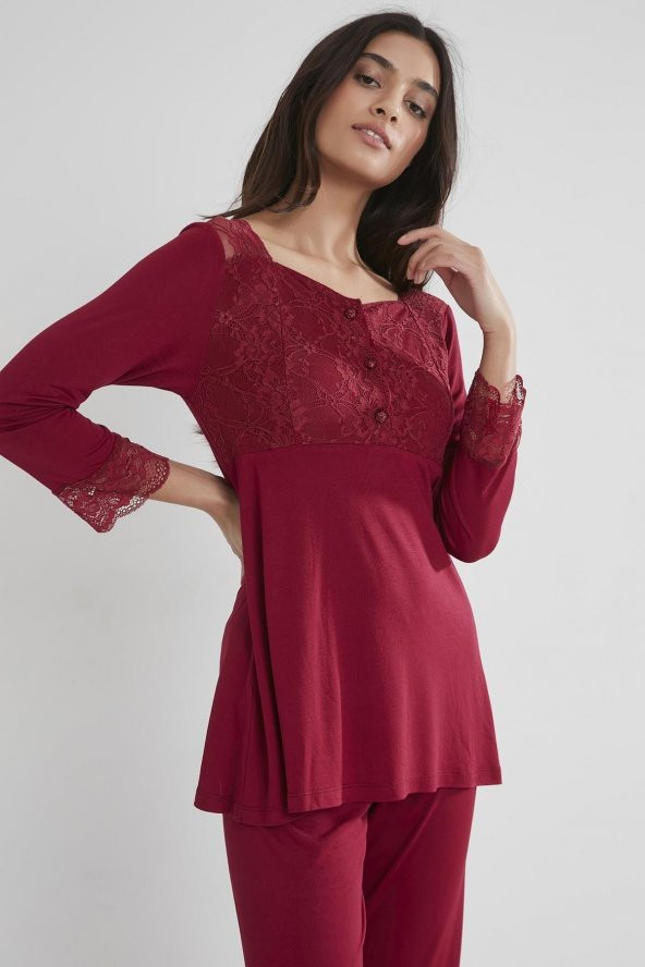 Penye Dantelli Pijama Takımı - 3