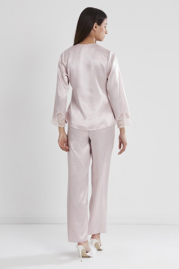 Saten Dantelli Pijama Takımı - 5