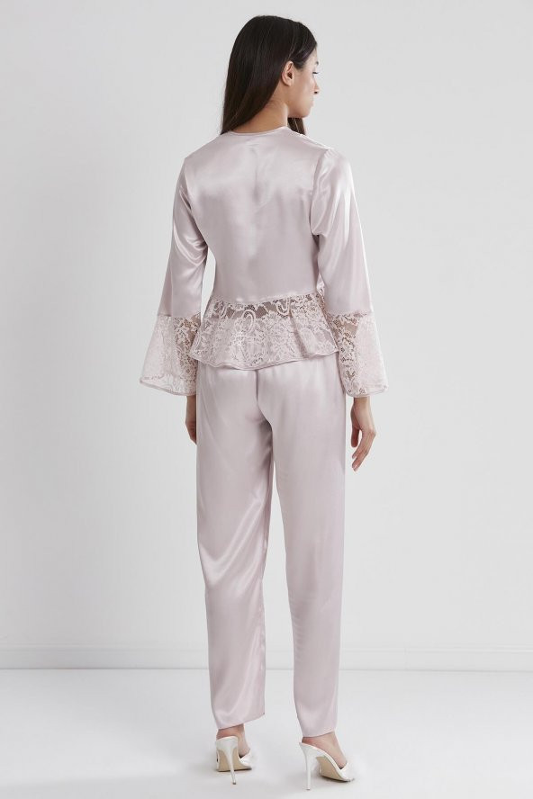Saten Dantelli Pijama Takımı - 4