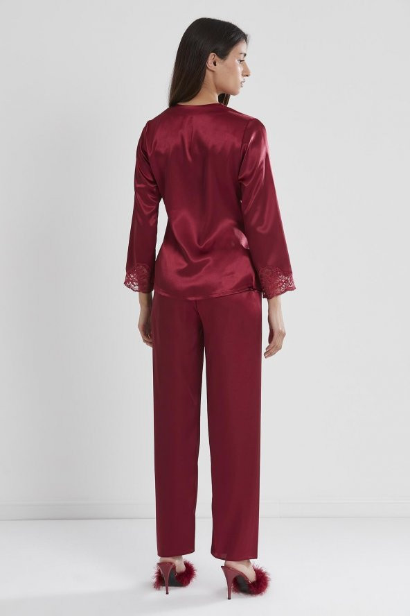 Saten Dantelli Pijama Takımı - 4
