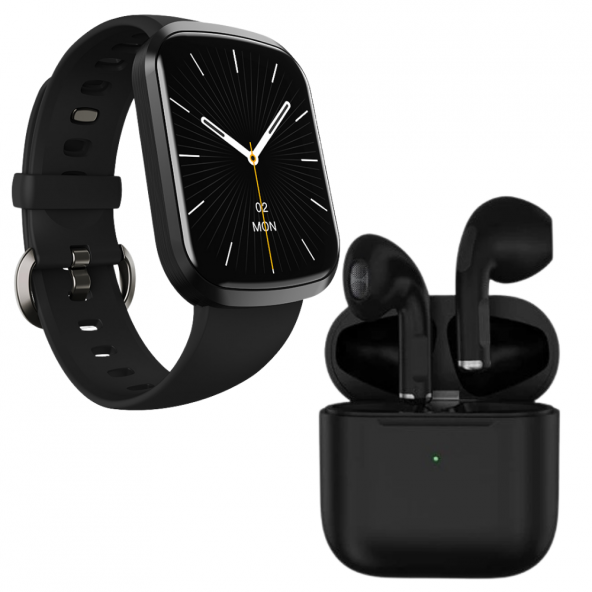 Pro 5 Siyah Bluetooth Kulaklık HW13 Smartwatch Siyah Akıllı Saat
