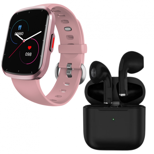Pro 5 Siyah Bluetooth Kulaklık HW13 Smartwatch Pembe Akıllı Saat