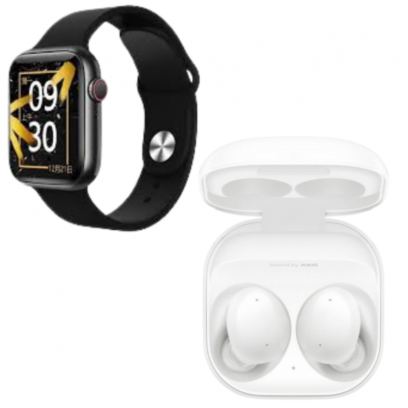 Buds+ Beyaz Bluetooth Kulaklık M26 Plus Smart Watch 6 Siyah Akıllı Saat Rplik ürün görseli