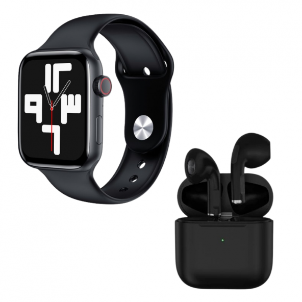 HW22 Plus Siyah Akıllı Saat Pro 5 Siyah Bluetooth Kulaklık