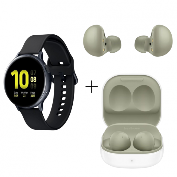 TWS Watch Active 2 44mm Aluminyum Mat Siyah ve  Buds 2 Yeşil İthalatçı Garantili ürün görseli