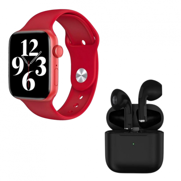 HW22 Plus Kırmızı Akıllı Saat Pro 5 Siyah Bluetooth Kulaklık