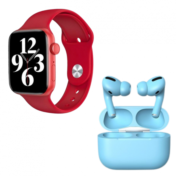 HW22 Plus Kırmızı Akıllı Saat İnpods Pro Mavi Kablosuz Bluetooth Kulaklık ürün görseli