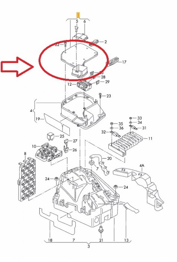 TRANSPORTER 2003-2010 SİGORTA ÜST KAPAĞI -ORJ-