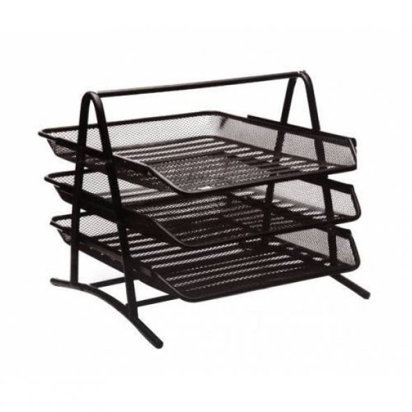 PERFORE EVRAK RAFI METAL 3 KATLI 460G SİYAH ürün görseli