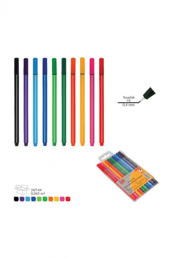 Ark Fıne Pen /ince Uç Keçeli üçgen Kalem 18li-1469 - 1