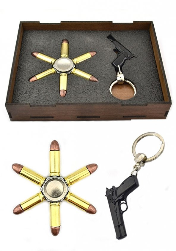 Metal Tabanca 14 lü Anahtarlık Siyah Mermi Çarkı Hediye Seti (2 li)