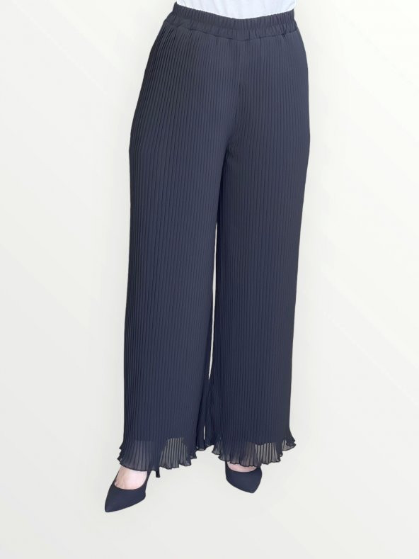 PİLELİ ASTARLI BOL PAÇA PANTOLON - 5