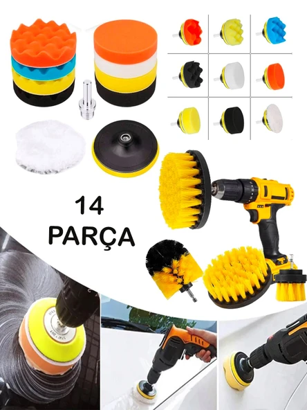 Germany Style 14 Parça Pasta Cila Polisaj Süngeri Seti Matkapa Uyumlu Fırça Seti Parlatma