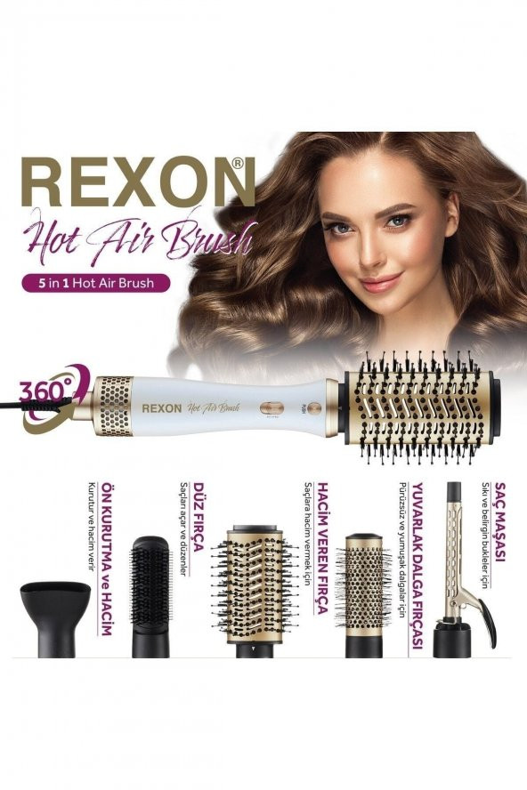 Rexon 5in1 Hot Air Brush Saç Şekillendirme Cihazı