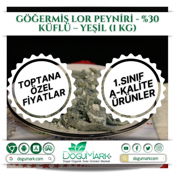 DoğuMark - Göğermiş Lor Peyniri - %30 Küflü - Yeşil (1 Kg)