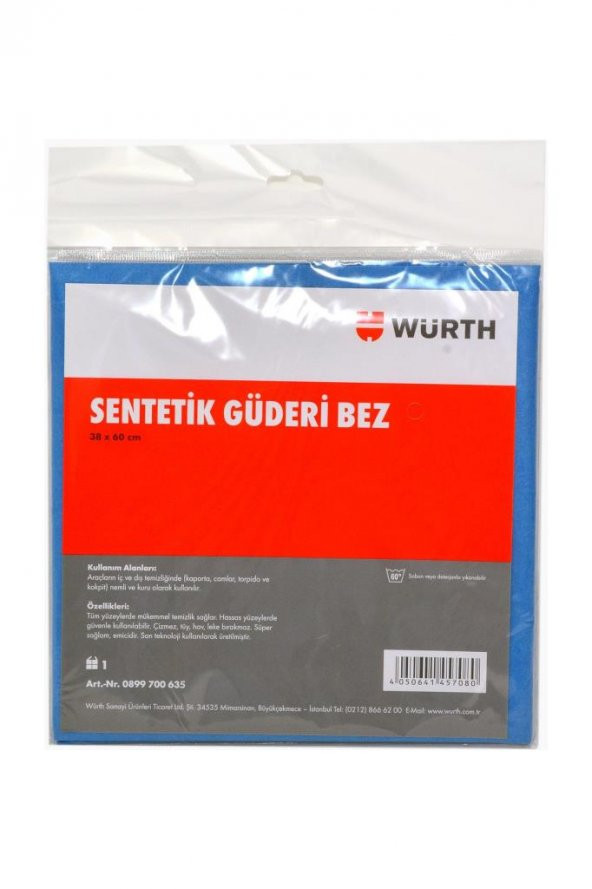 Würth 38x60 Cm Sentetik Güderi Bez Mavi 130 gr