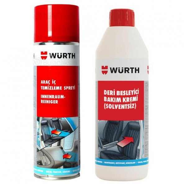 Würth Deri Besleyici Bakım Kremi +Araç içi Temizleme Spreyi 500ml