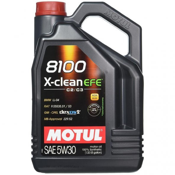 Motul 8100 X-Clean Efe C2/C3 5W-30 Partiküllü Tam Sentetik Motor Yağı 4 Litre