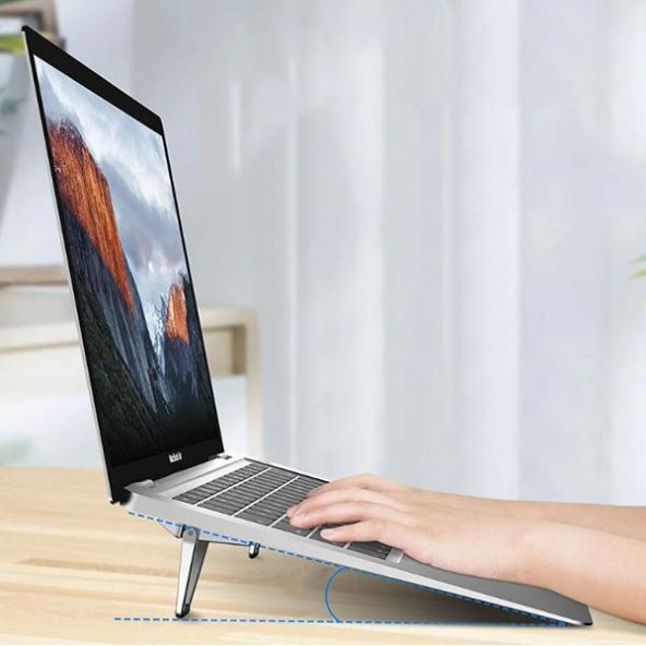 Coofbe Mini Laptop Standı Masaüstü Laptop Tutucu Laptop Standı Portatif Yapışkanlı Laptop Standı set - 5
