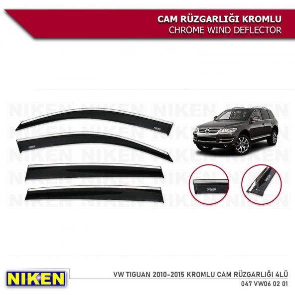 Volkswagen Tiguan Kromlu Cam Rüzgarlığı 4lü Set (2010-2015) Niken - 2