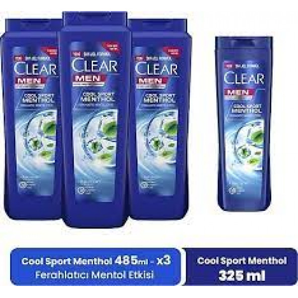 Clear Men Şampuan 485ml X 4 Adet Cool Sport Menthol Clear