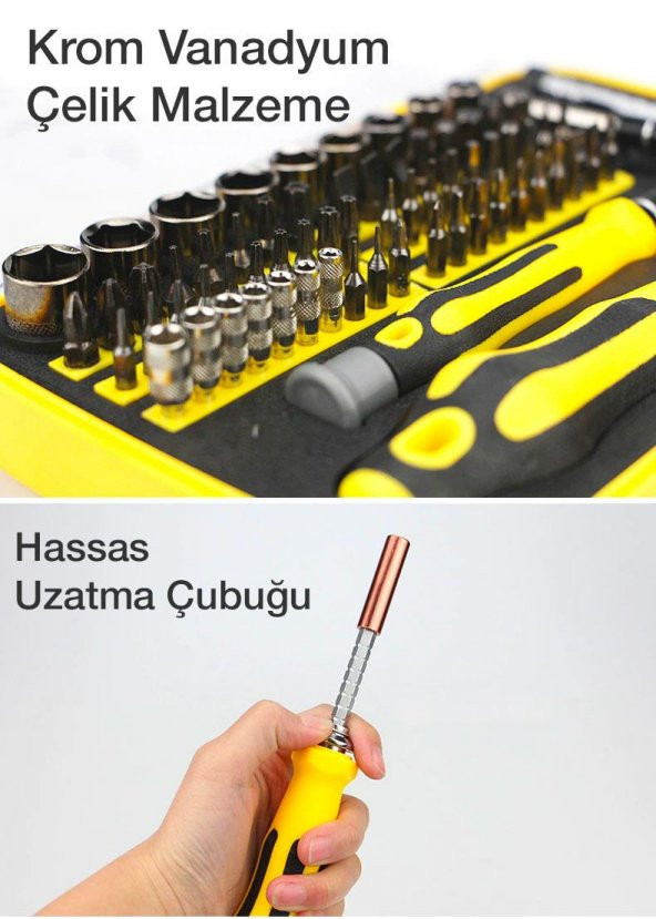 Coofbe Kutulu Profesyonel Çelik Döndürülebilir Manyetik Uçlu 70 Parça Tornavida Seti Tamir Seti - 4