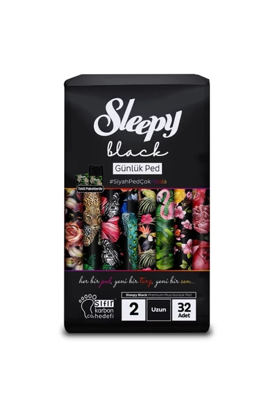 Sleepy Black Premium Plus Günlük Ped Uzun 32'li
