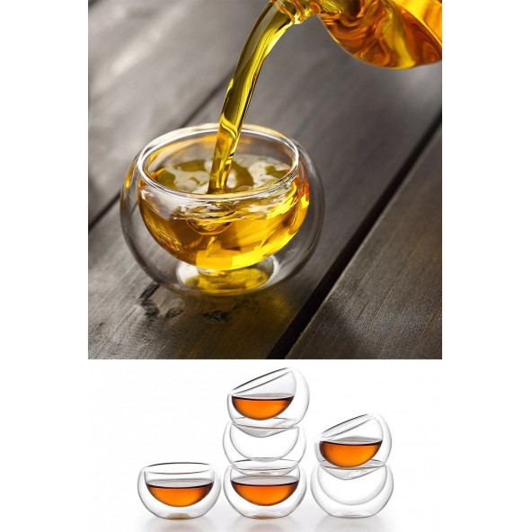 6 Lı Çift Cidarlı Sosluk Reçellik Çerezlik Isıya Dayanıklı Çay Bardağı Mini Kase Sunum Sosluk - 3