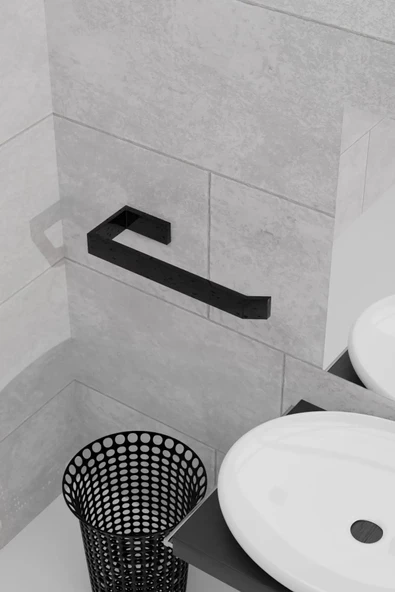 Selenica Metal Mat Siyah Kağıt Rulo Havluluk, Montajsız Yapışkanlı Tasarım, Mutfak, Banyo Havluluk - 5