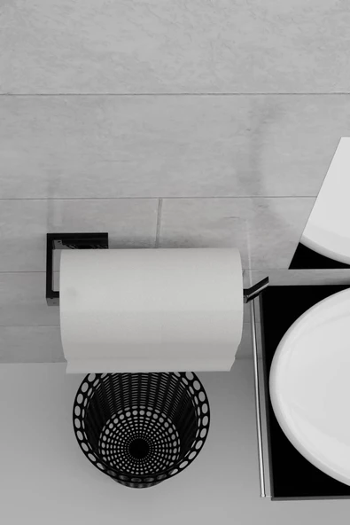 Selenica Metal Mat Siyah Kağıt Rulo Havluluk, Montajsız Yapışkanlı Tasarım, Mutfak, Banyo Havluluk - 3