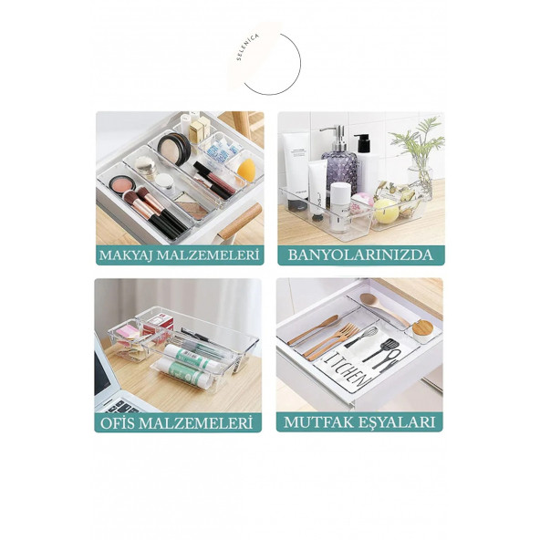 15li Set Modüler Çekmece Içi Düzenleyici Banyo Makyaj Takı Düzenleyici Ofis Masaüstü Organizer Set17 - 2