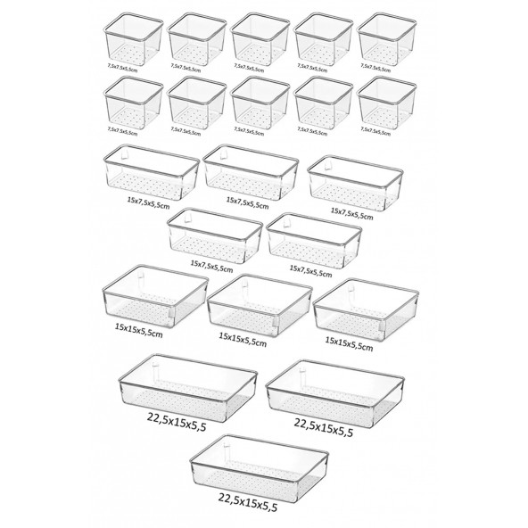 21li Set Modüler Çekmece Içi Düzenleyici Banyo Makyaj Takı Düzenleyici Ofis Masaüstü Organizer Set14 - 2