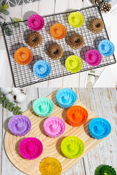 Selenica 6'lı Renkli Mini Silikon Muffin Kalıbı ,Minik Kek Kabı ,Jole Kalıbı ,Cupcake Kalıbı - 4