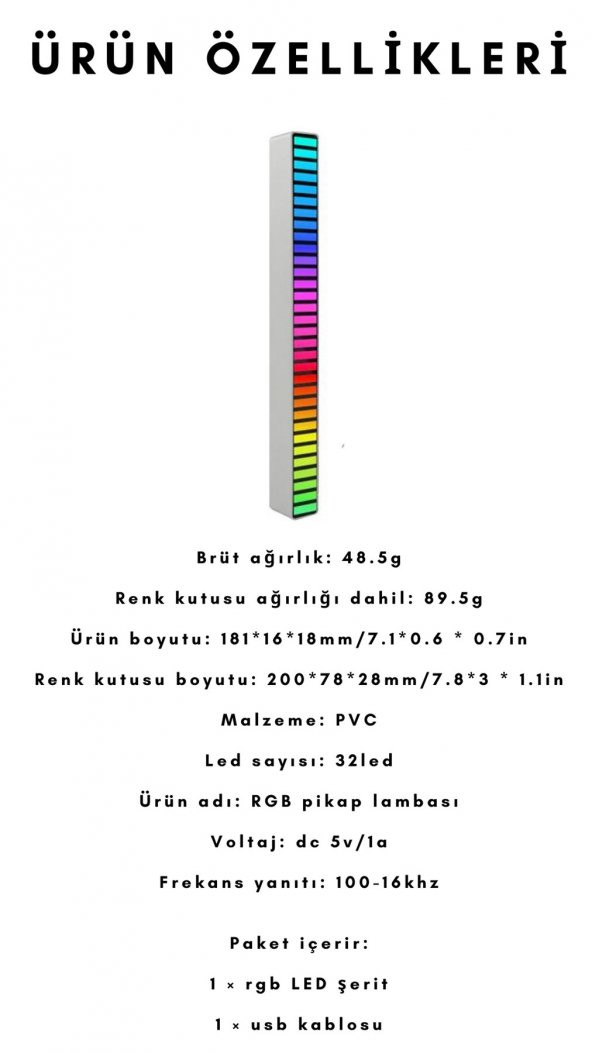 Concord RGB-L1 Rgb Ekolayzer Led Çubuk – Müziğe Duyarlı Ve Ritim Animasyonlu - 6