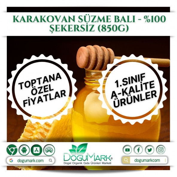 DoğuMark - Karakovan Süzme Balı - %100 Şekersiz (850g)