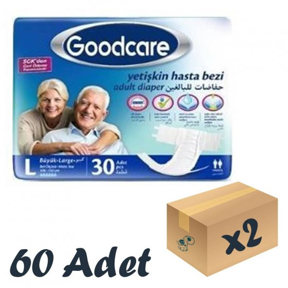 Goodcare Bel Bantlı Yetişkin Hasta Bezi Large 30lu 2 Paket 60 Adet