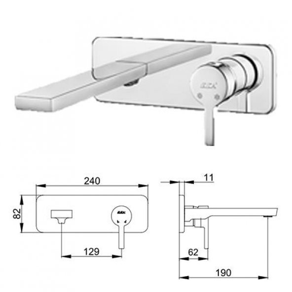 Eca Mina Ankastre Lavabo Bataryası Set/Tek Rozet (102167604H-K+102166601) - 2