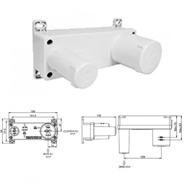 Eca Novita Ankastre Gömme Lavabo Bataryası Set (102167614H-K+102166603H) - 3