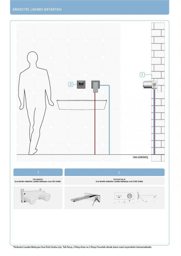 Eca Novita Ankastre Gömme Lavabo Bataryası Set (102167614H-K+102166603H) - 4
