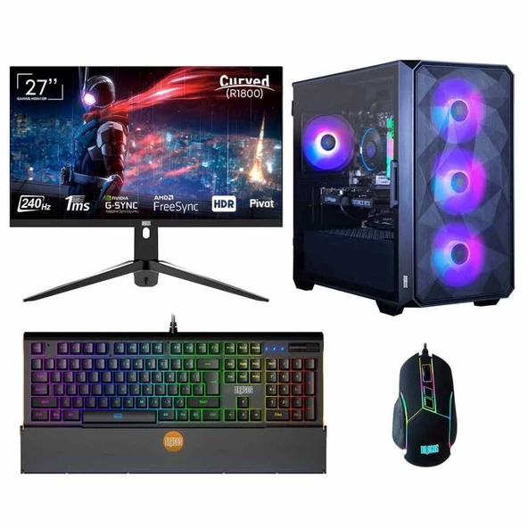 Dragos DRx6006 i5 13400F 32GB Ram 512GB M.2 NVMe SSD 8GB RTX4060Ti 27 İnç 240Hz Curved Oyuncu Bilgisayarı