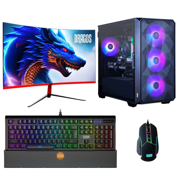 Dragos DRx5986 i7 13700F 32GB Ram 512GB M.2 NVMe SSD 12GB RTX3060 27 İnç 165Hz Curved Oyuncu Bilgisayarı